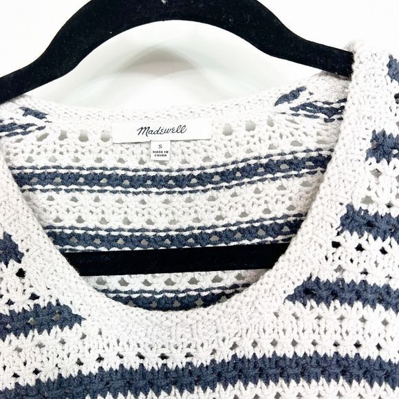 Madewell Sweater Striped Open Stitch Austen Pullover Womens Size Small - Picture 8 of 8